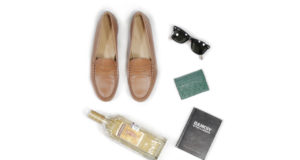 caramel penny loafer with orlebar brown surfers bathing suit sq
